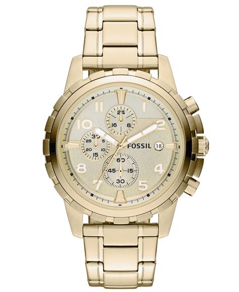 fossil men's 45mm goldtone stainless steel dean chronograph watch box|fossil dean chronograph.